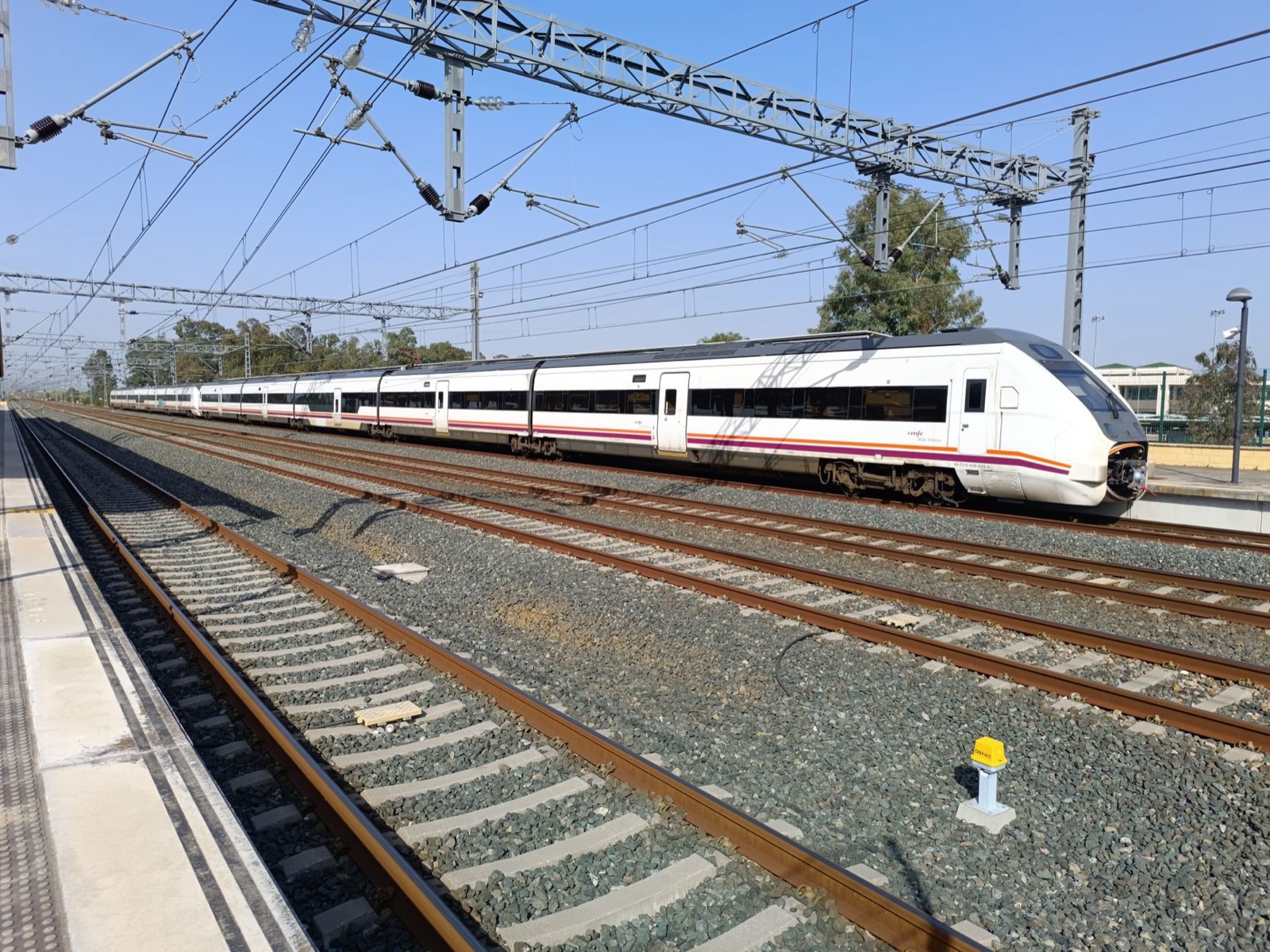 Commuter train at a Spanish railway station
