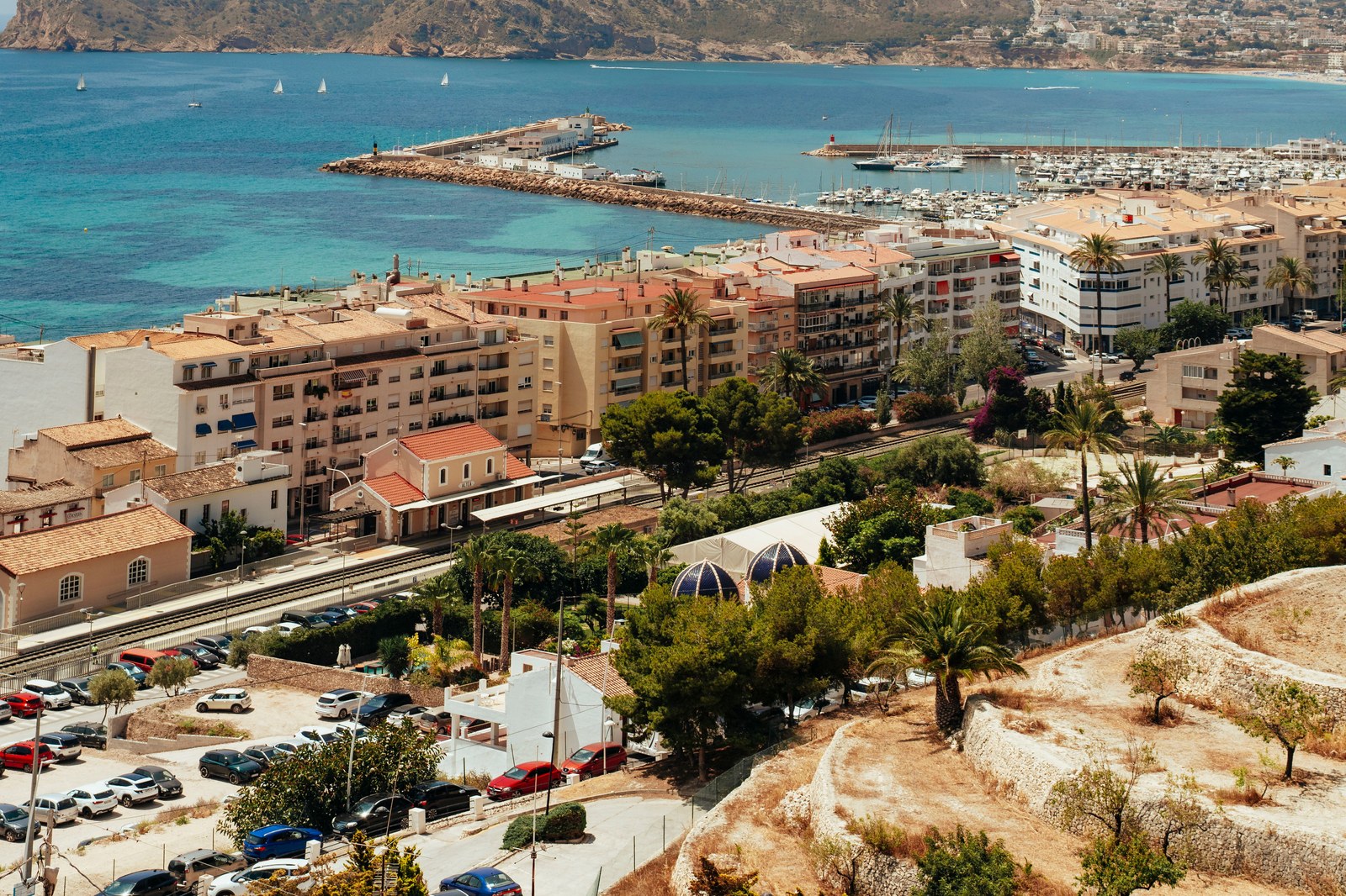 Aerial view of Altea's harbor and old town on the Costa Blanca