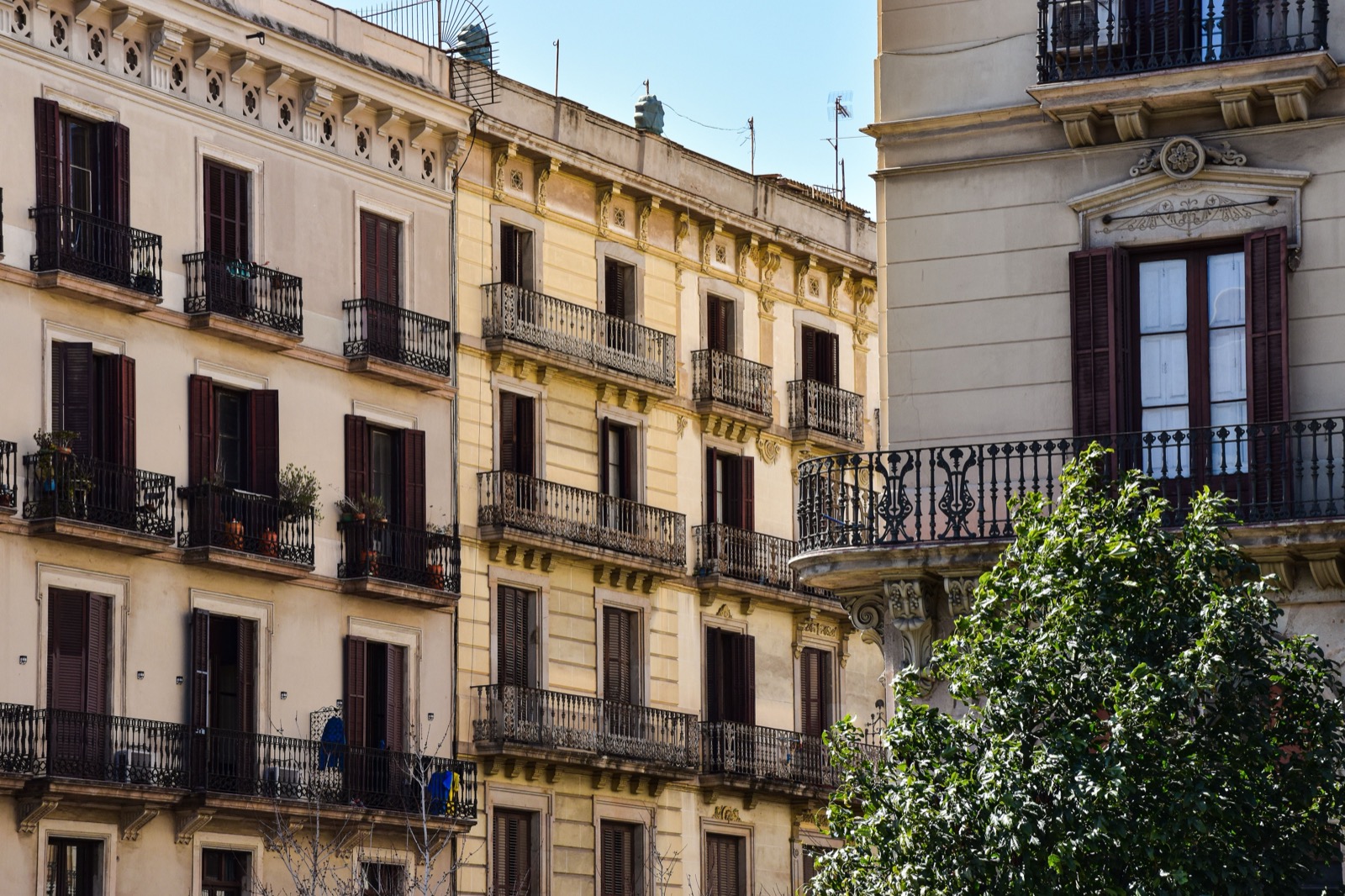 Classic residential balconies in Barcelona