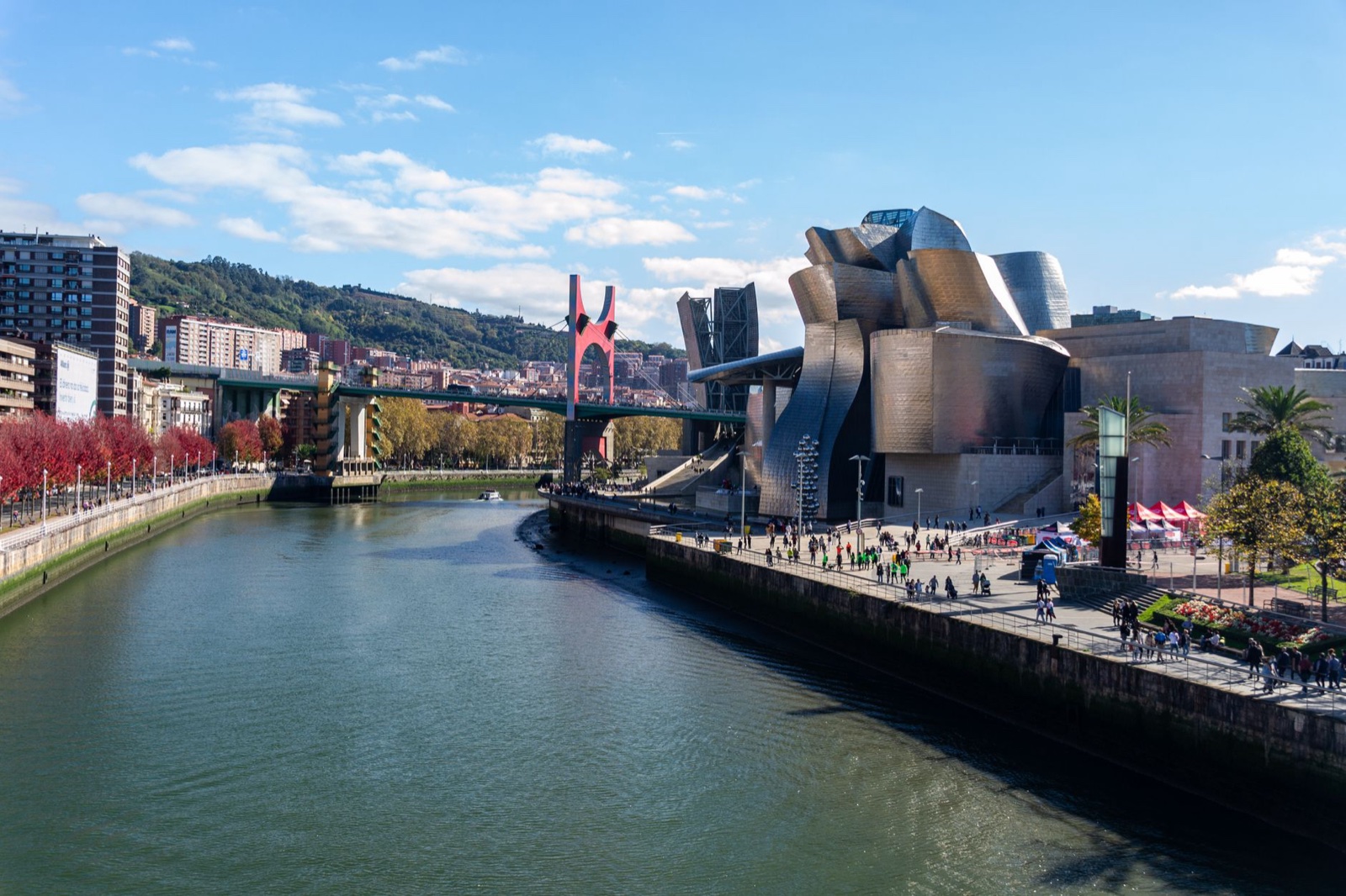 The Guggenheim Museum along the Bilbao riverside
