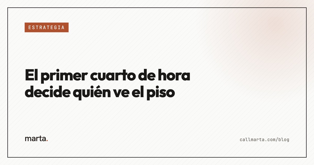 El primer cuarto de hora decide quién ve el piso — Marta blog